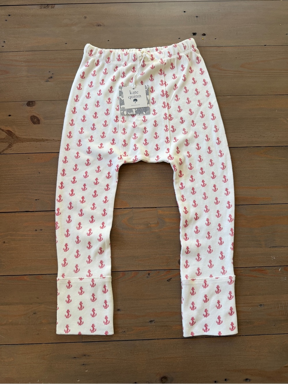 NWT kate quinn Kids White and Pink Anchor Pants - 5 Year